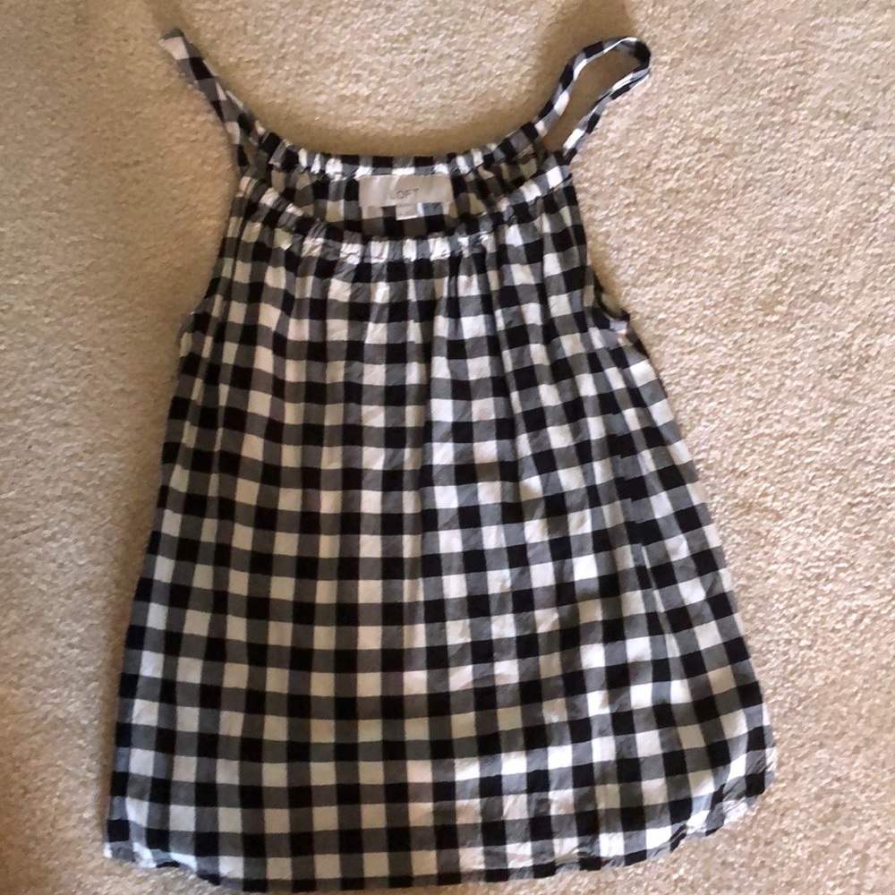 LOFT Black and White Checkered Tank Top
